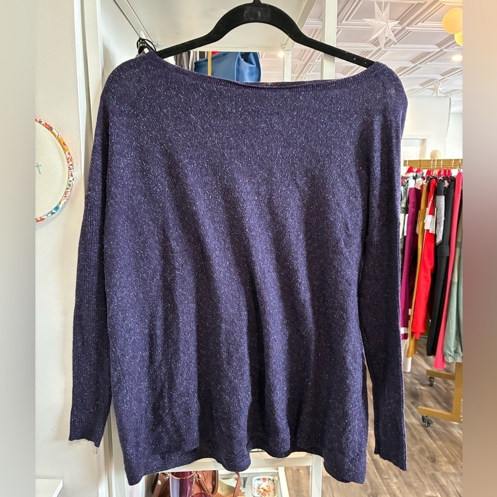 Eileen Fisher purple speckled wool and silk sweater size S